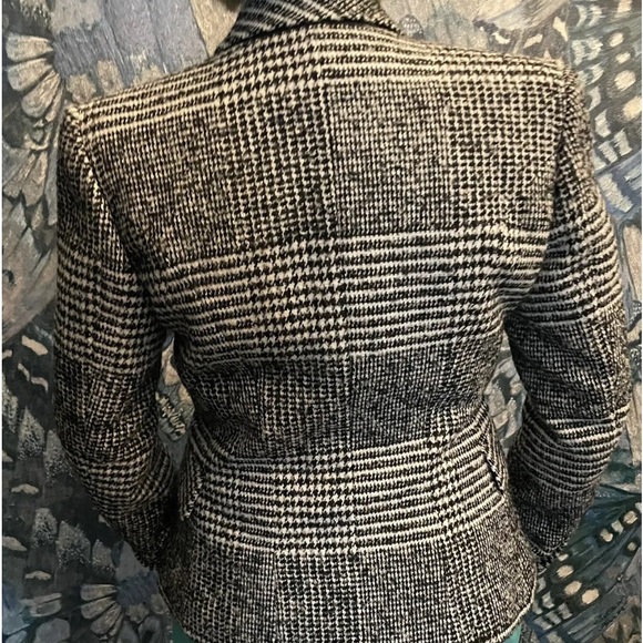 BALMAIN WOOL HOUNDSOOTH PLAID GREY BLACK BLAZER 42 (10 US) - Picture 3 of 7